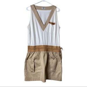 Philosophy Di Alberta Ferretti Contrast Tank Dress Women’s 8 White/Khaki